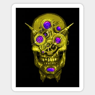 Necrodroid Gold Cyborg Skull Droid Sticker